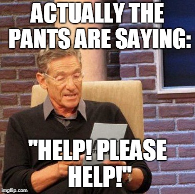 Maury Lie Detector Meme | ACTUALLY THE PANTS ARE SAYING: "HELP! PLEASE HELP!" | image tagged in memes,maury lie detector | made w/ Imgflip meme maker