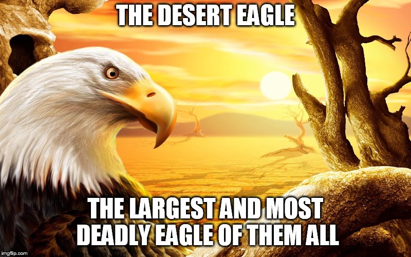 THE DESERT EAGLE; THE LARGEST AND MOST DEADLY EAGLE OF THEM ALL | made w/ Imgflip meme maker