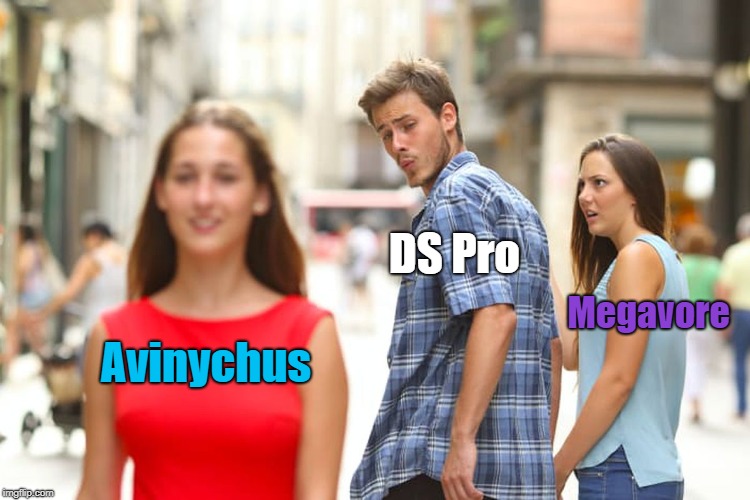 Distracted Boyfriend | DS Pro; Megavore; Avinychus | image tagged in memes,distracted boyfriend | made w/ Imgflip meme maker