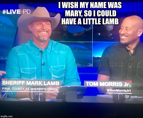 Anyone else a LIVEPD fan? Now I wanna get in trouble  | I WISH MY NAME WAS MARY, SO I COULD HAVE A LITTLE LAMB | image tagged in tv show,hot cop,funny,stupid,memes,sheriff lamb | made w/ Imgflip meme maker