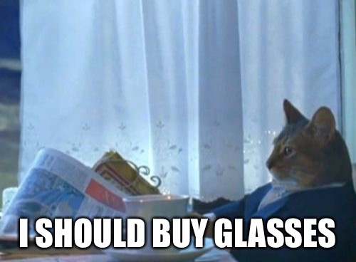 I Should Buy A Boat Cat Meme | I SHOULD BUY GLASSES | image tagged in memes,i should buy a boat cat | made w/ Imgflip meme maker