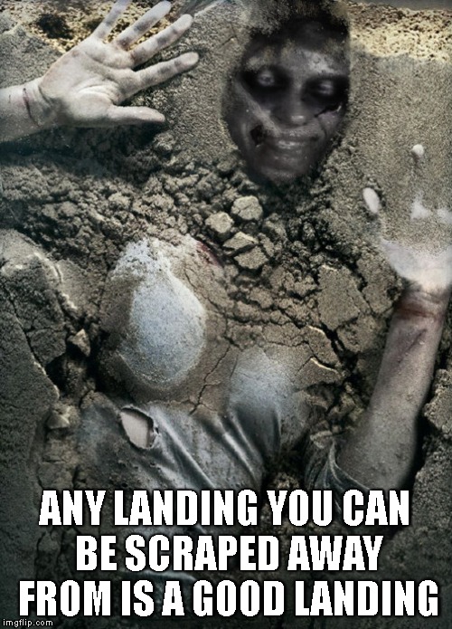 ANY LANDING YOU CAN BE SCRAPED AWAY FROM IS A GOOD LANDING | made w/ Imgflip meme maker