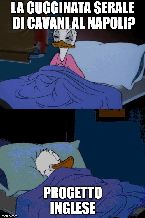 Paperino Dorme | LA CUGGINATA SERALE DI CAVANI AL NAPOLI? PROGETTO INGLESE | image tagged in paperino dorme | made w/ Imgflip meme maker