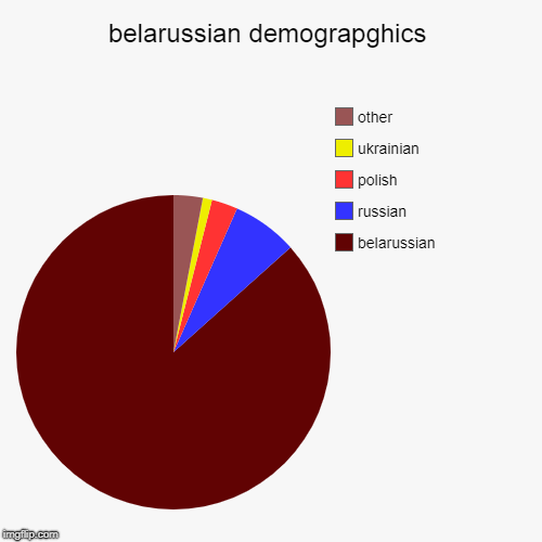 belarussian demograpghics | belarussian, russian, polish, ukrainian, other | image tagged in pie charts | made w/ Imgflip chart maker