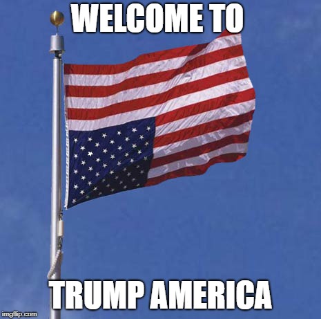 That's what happens when you elected this president | WELCOME TO; TRUMP AMERICA | image tagged in welcome to america,upside down,political | made w/ Imgflip meme maker