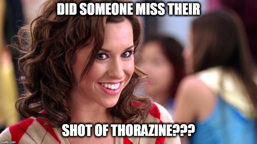Fetch! | DID SOMEONE MISS THEIR SHOT OF THORAZINE??? | image tagged in fetch | made w/ Imgflip meme maker