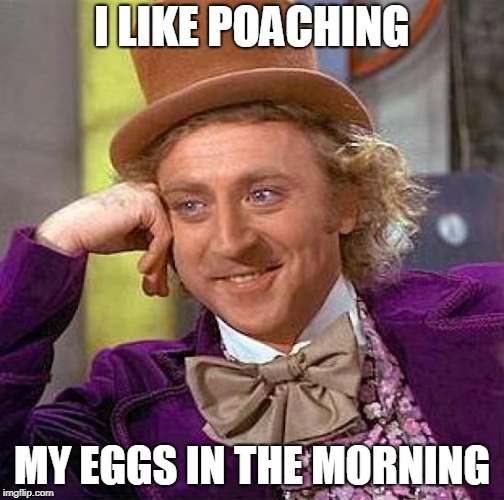 Creepy Condescending Wonka Meme | I LIKE POACHING MY EGGS IN THE MORNING | image tagged in memes,creepy condescending wonka | made w/ Imgflip meme maker