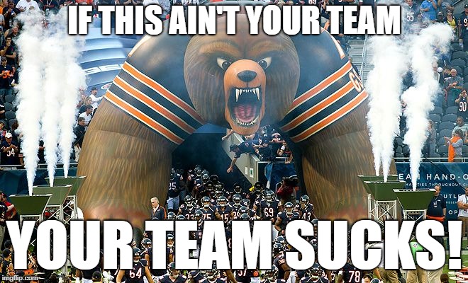 IF THIS AIN'T YOUR TEAM; YOUR TEAM SUCKS! | image tagged in go bears,chicago bears,your team sucks,nfc north | made w/ Imgflip meme maker
