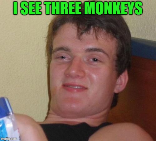 10 Guy Meme | I SEE THREE MONKEYS | image tagged in memes,10 guy | made w/ Imgflip meme maker