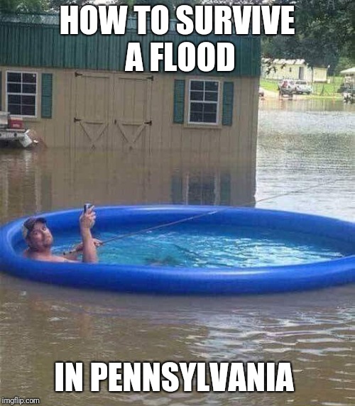 That's how it's done  | HOW TO SURVIVE A FLOOD; IN PENNSYLVANIA | image tagged in memes | made w/ Imgflip meme maker