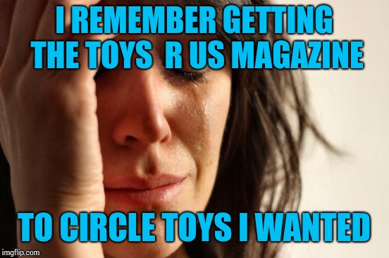 First World Problems Meme | I REMEMBER GETTING THE TOYS  R US MAGAZINE TO CIRCLE TOYS I WANTED | image tagged in memes,first world problems | made w/ Imgflip meme maker