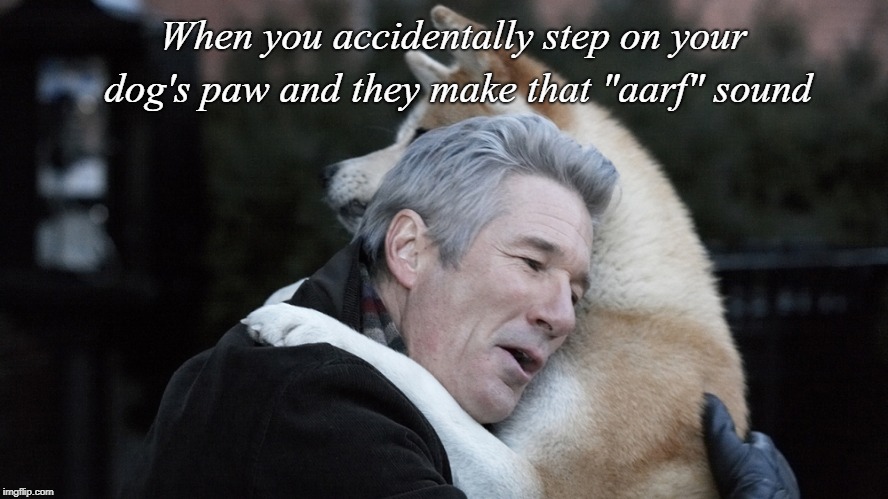 When you accidentally step on your dog's paw and they make that "aarf" sound | image tagged in dog love | made w/ Imgflip meme maker