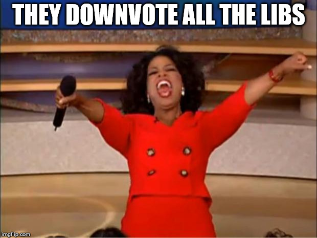 Oprah You Get A Meme | THEY DOWNVOTE ALL THE LIBS | image tagged in memes,oprah you get a | made w/ Imgflip meme maker
