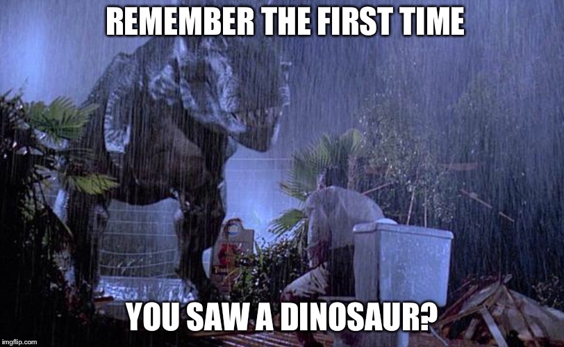 It’s a wonderful experience  | REMEMBER THE FIRST TIME; YOU SAW A DINOSAUR? | image tagged in jurassic world,jurassic park | made w/ Imgflip meme maker