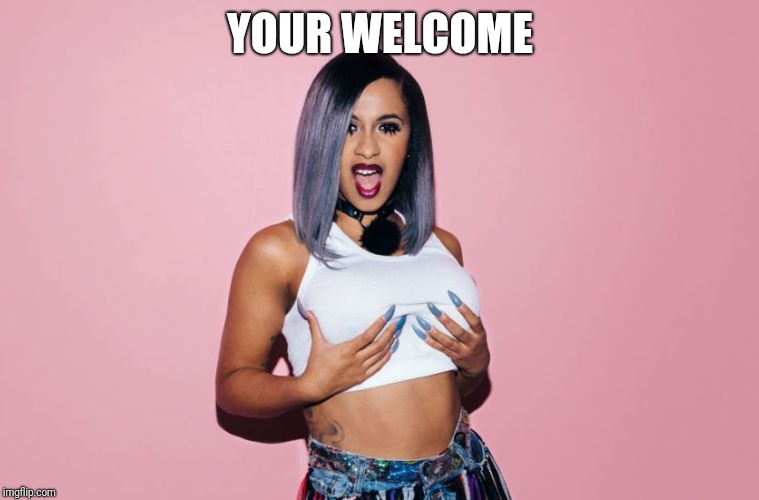 Cardi b | YOUR WELCOME | image tagged in cardi b | made w/ Imgflip meme maker