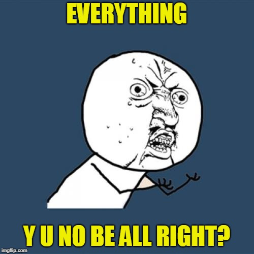 Y U No Meme | EVERYTHING Y U NO BE ALL RIGHT? | image tagged in memes,y u no | made w/ Imgflip meme maker