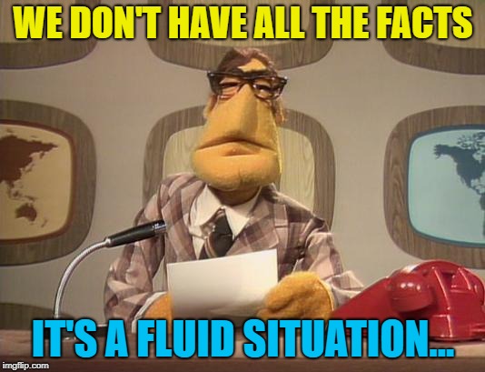 muppet news | WE DON'T HAVE ALL THE FACTS IT'S A FLUID SITUATION... | image tagged in muppet news | made w/ Imgflip meme maker