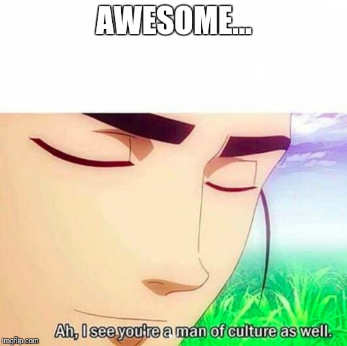 Ah,I see you are a man of culture as well | AWESOME... | image tagged in ah i see you are a man of culture as well | made w/ Imgflip meme maker