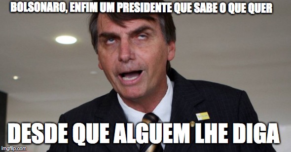 Bolsonaro Besta Quadrada | BOLSONARO, ENFIM UM PRESIDENTE QUE SABE O QUE QUER; DESDE QUE ALGUEM LHE DIGA | image tagged in bolsonato,golpista | made w/ Imgflip meme maker
