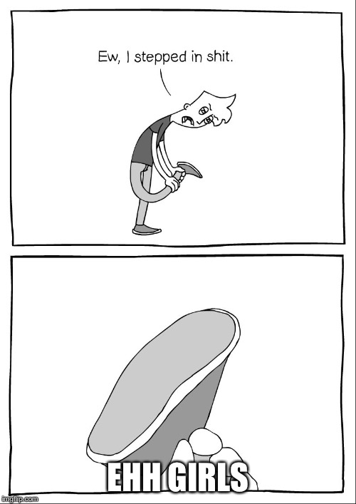 Ew, i stepped in shit | EHH GIRLS | image tagged in ew i stepped in shit | made w/ Imgflip meme maker