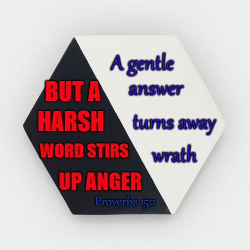 Proverbs 15:1 Answer Gently, Not with Anger | A gentle; answer; BUT A; HARSH; turns away; WORD STIRS; wrath; UP ANGER; Proverbs 15:1 | image tagged in bible,holy bible,bible verse,holy spirit,verse,god | made w/ Imgflip meme maker