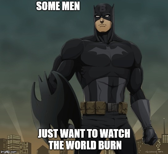 Captain Batman | SOME MEN; JUST WANT TO WATCH THE WORLD BURN | image tagged in batman,captain america | made w/ Imgflip meme maker