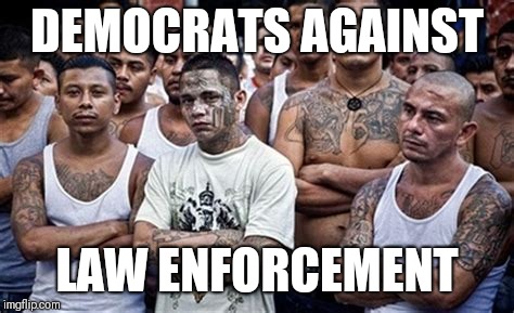 ICE? Democrats against Law Enforcement (except Gun Control) | DEMOCRATS AGAINST; LAW ENFORCEMENT | image tagged in ms13 family pic,flawless,crying democrats,maga,secure the border,funny memes | made w/ Imgflip meme maker