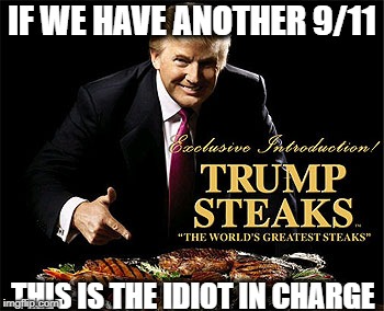 Let That Sink In | IF WE HAVE ANOTHER 9/11; THIS IS THE IDIOT IN CHARGE | image tagged in memes,donald trump,trump,isis,scary | made w/ Imgflip meme maker