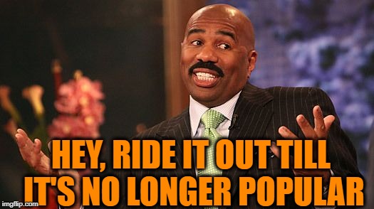 shrug | HEY, RIDE IT OUT TILL IT'S NO LONGER POPULAR | image tagged in shrug | made w/ Imgflip meme maker