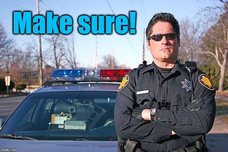 police | Make sure! | image tagged in police | made w/ Imgflip meme maker