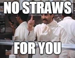 soup nazi | NO STRAWS FOR YOU | image tagged in soup nazi | made w/ Imgflip meme maker