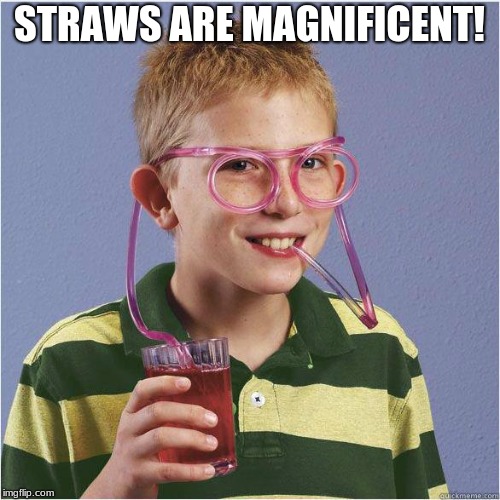 Straw glasses | STRAWS ARE MAGNIFICENT! | image tagged in straw glasses | made w/ Imgflip meme maker
