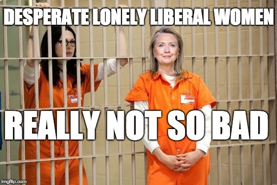 Hillary Prison | DESPERATE LONELY LIBERAL WOMEN; REALLY NOT SO BAD | image tagged in hillary prison | made w/ Imgflip meme maker