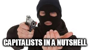 Robber | CAPITALISTS IN A NUTSHELL | image tagged in robber,anti capitalist,anti capitalism,anti-capitalist,anti-capitalism,capitalist | made w/ Imgflip meme maker