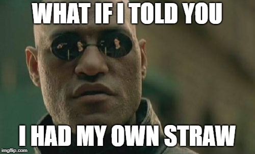 Matrix Morpheus Meme | WHAT IF I TOLD YOU I HAD MY OWN STRAW | image tagged in memes,matrix morpheus | made w/ Imgflip meme maker