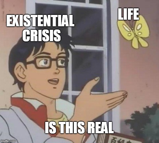 Is This A Pigeon Meme | LIFE; EXISTENTIAL CRISIS; IS THIS REAL | image tagged in memes,is this a pigeon | made w/ Imgflip meme maker