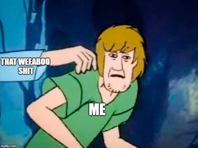 Shaggy meme | THAT WEEABOO SHIT; ME | image tagged in shaggy meme | made w/ Imgflip meme maker