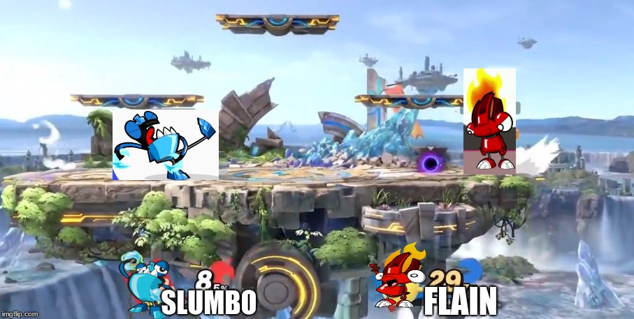 Super Smash Mixels Screenshot | FLAIN; SLUMBO | image tagged in meanwhile on imgflip,super smash bros,mixels | made w/ Imgflip meme maker