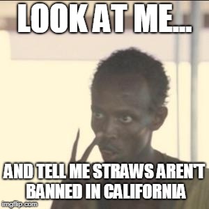 Look At Me | LOOK AT ME... AND TELL ME STRAWS AREN'T BANNED IN CALIFORNIA | image tagged in memes,look at me | made w/ Imgflip meme maker