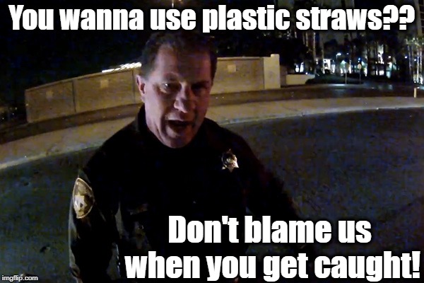 You wanna use plastic straws?? Don't blame us when you get caught! | made w/ Imgflip meme maker