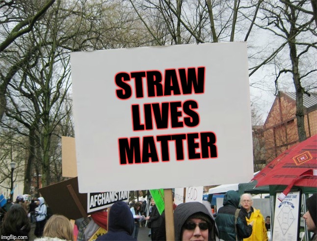 If you see a straw today, give it a hug.  | STRAW LIVES MATTER | image tagged in blank protest sign,memes,straws | made w/ Imgflip meme maker