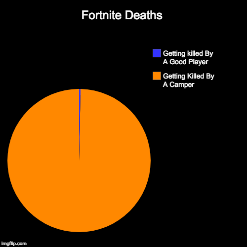 Fortnite Deaths | Getting Killed By                A Camper, Getting killed By                A Good Player | image tagged in funny,pie charts | made w/ Imgflip chart maker