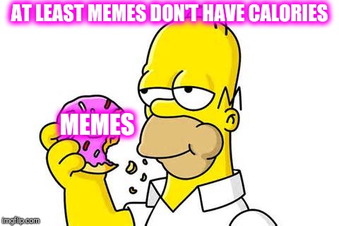 Homer Donut | AT LEAST MEMES DON'T HAVE CALORIES MEMES | image tagged in homer donut | made w/ Imgflip meme maker