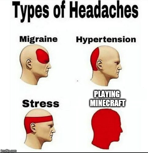 Types of Headaches meme | PLAYING MINECRAFT | image tagged in types of headaches meme | made w/ Imgflip meme maker