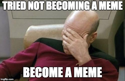 Captain Picard Facepalm Meme | TRIED NOT BECOMING A MEME; BECOME A MEME | image tagged in memes,captain picard facepalm | made w/ Imgflip meme maker