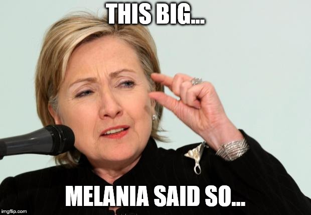 Hillary Clinton Fingers | THIS BIG... MELANIA SAID SO... | image tagged in hillary clinton fingers | made w/ Imgflip meme maker