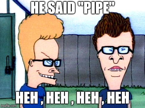 Smart beavis and Butt-head | HE SAID "PIPE" HEH , HEH , HEH , HEH | image tagged in smart beavis and butt-head | made w/ Imgflip meme maker