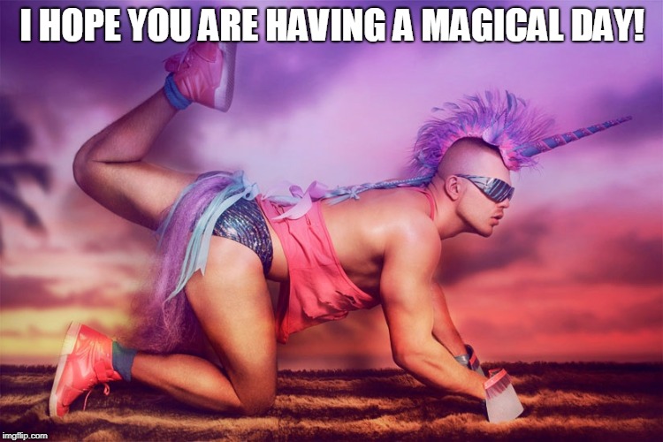 Have a Magical Day! | I HOPE YOU ARE HAVING A MAGICAL DAY! | image tagged in magical day,happy,unicorn,great day | made w/ Imgflip meme maker