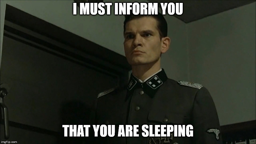 Obvious Otto Günsche | I MUST INFORM YOU THAT YOU ARE SLEEPING | image tagged in obvious otto gnsche | made w/ Imgflip meme maker