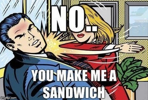 Woman takes charge | . | image tagged in memes,relationships,sandwich | made w/ Imgflip meme maker